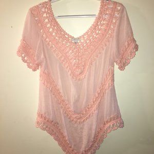 JODIFL Short Sleeve Blouse - Size S Light Pink